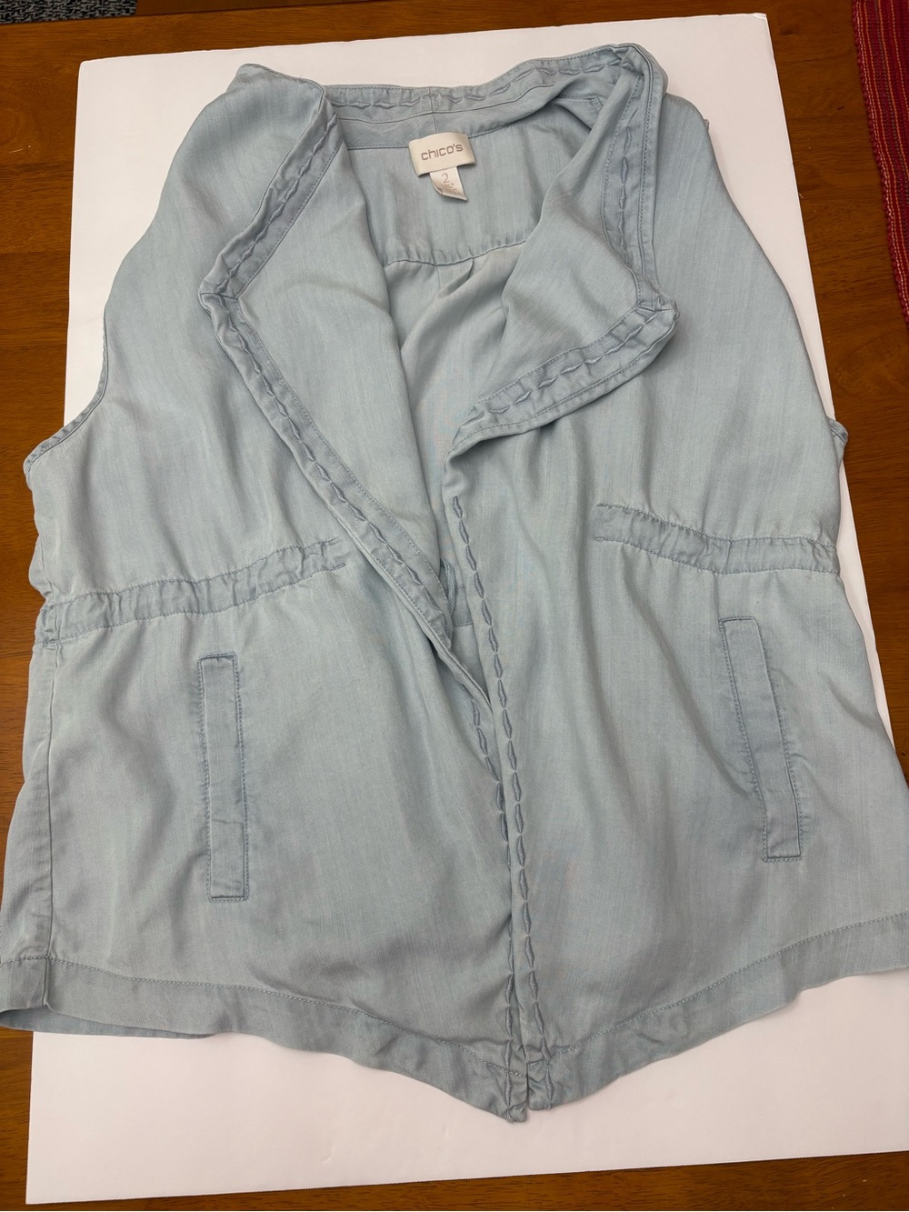 Chico's Light Wash Drape Vest